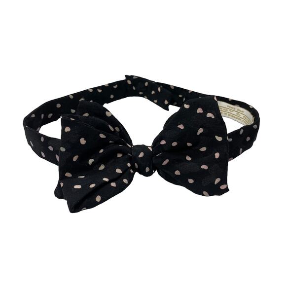 Vintage Carrot & Gibbs Silk Black Dotted Mens Bowtie - Picture 1 of 6